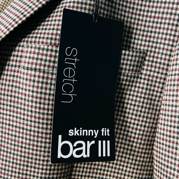 BAR III MENS SUIT JACKET STRETCH  42R BURGUNDY/BLACK FORMAL and evening WEAR - Picture 12 of 13